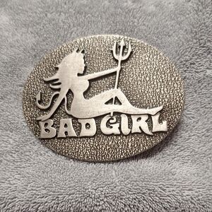 Silver 'Bad Girl' Belt Buckle